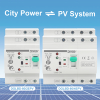 DGLBD-80 ATS Automatic Transfer Switch 2/4P PV/Solar Uninterrupted Electrical Selector Switches 80A 110/220V Din Rail Dual Power
