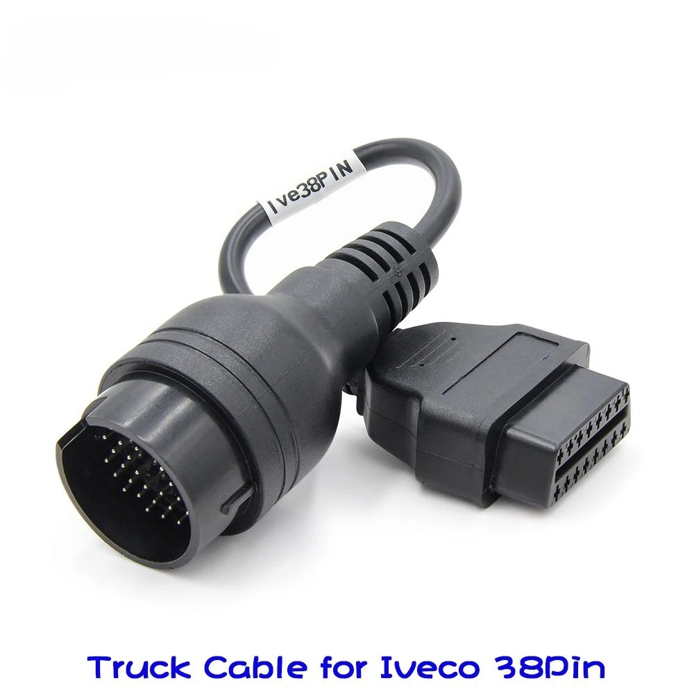 

38 Pin Male to OBD2 Extension Cable 16 Pin Adapter Cable for Iveco Truck Diagnostic OBD2 Scanners for Truck Fault Detection
