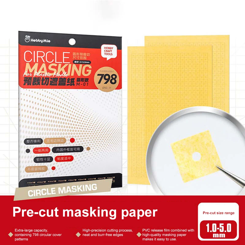 

1-5mm Pre-Cut Circle Masking For Model Spraying Tools Hobby DIY Round Spot Decal Circle Masking Sticker(Diameter 1.0mm-5.0mm)