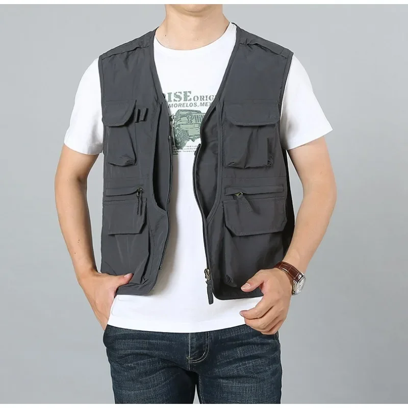 Chaleco bordado para hombre, abrigo de caza, ropa de trabajo al aire libre, chaquetas sin mangas, talla grande