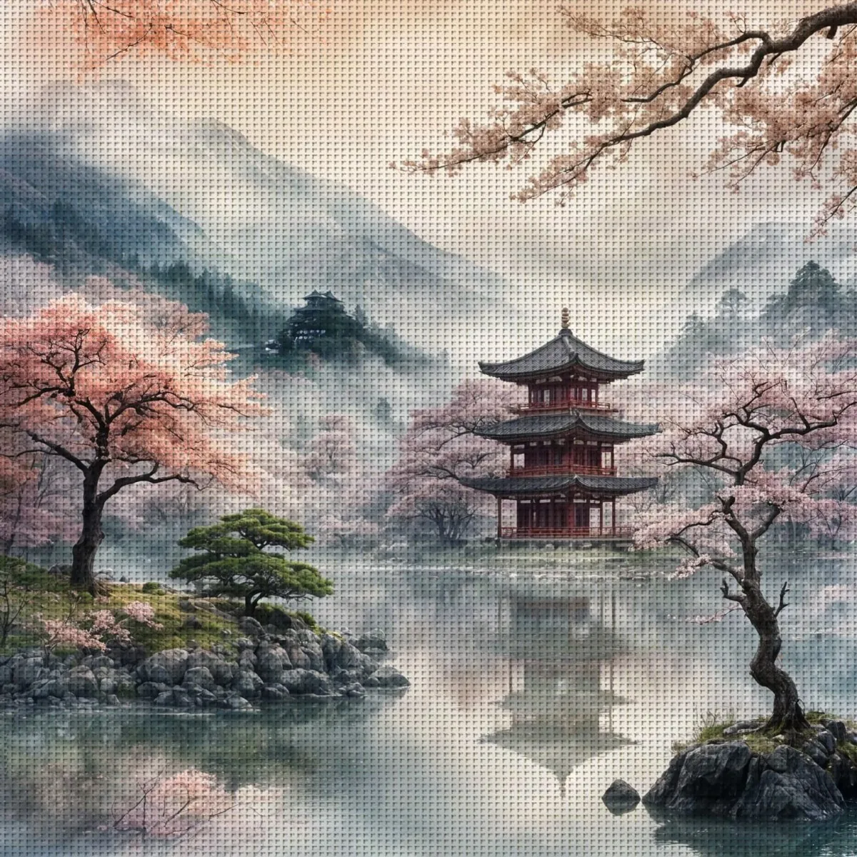 1 lot de 30x30cm-11.8x11.8 pouces 11CT/14CT tissu imprimé point de croix kit de bricolage, grande taille, coffret cadeau