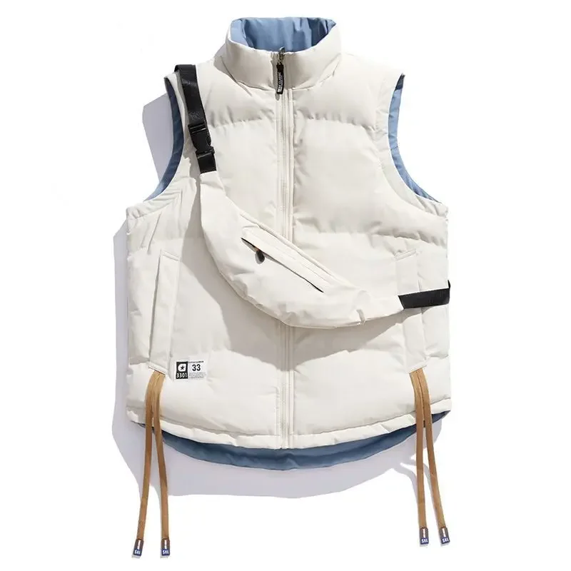 Unisex Autumn Winter Reversible Vest Double Sided Men's Zip Up Coat for Couples Lightweight Warm Layering Option