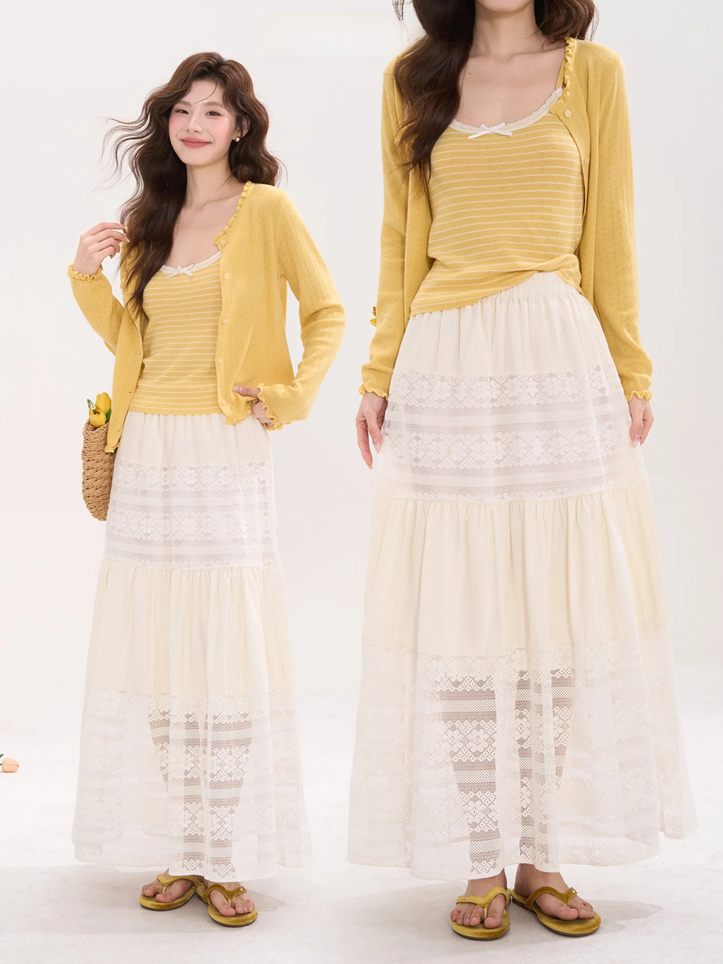 

Женская художественная юбка миди с высокой талией, многослойная, кружевная, с цветочным узором, в стиле «Поле цветов» и «Лилия Белладонна»