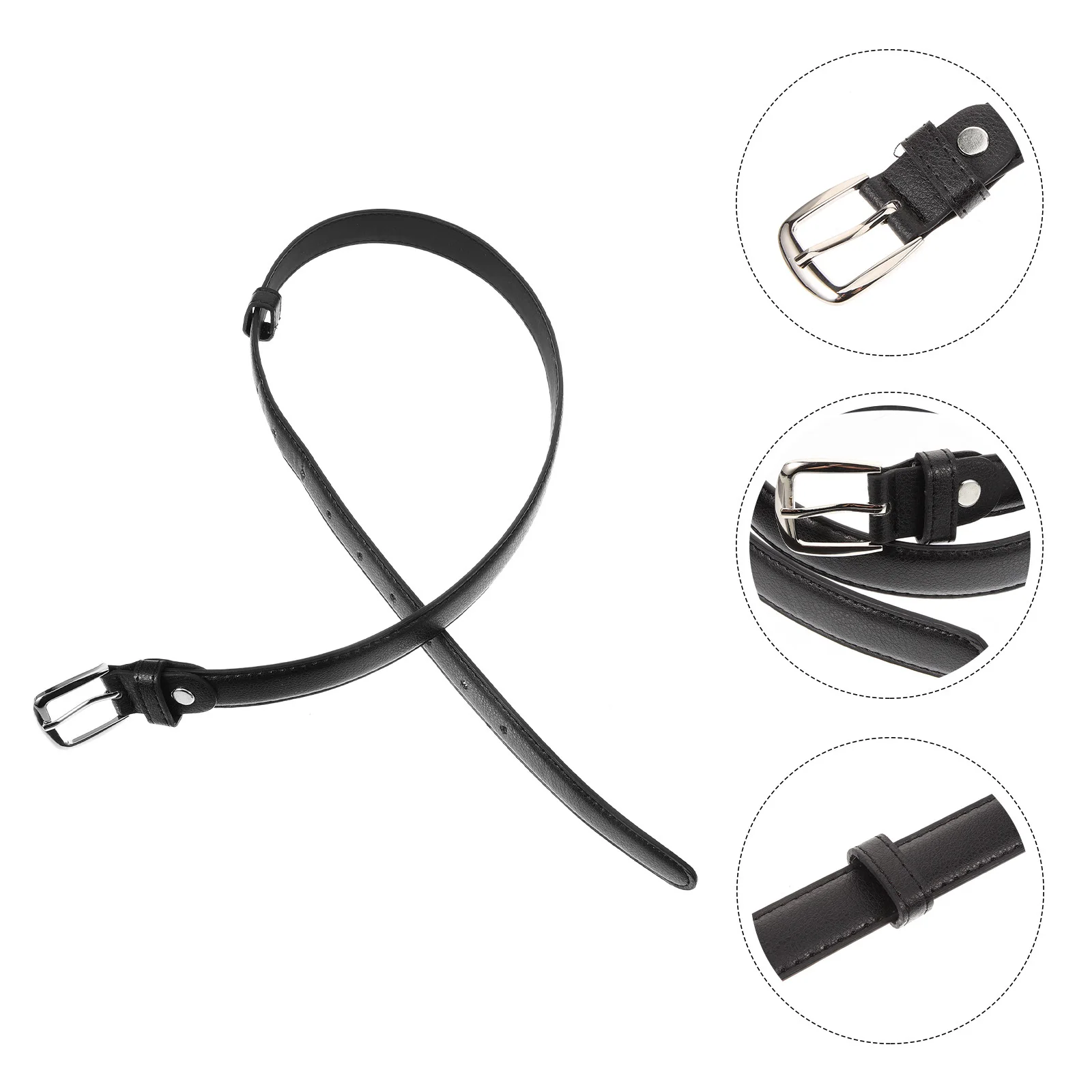 

Black Adjustable PU Waist Belts Age 4 5 Belts For Jeans 5 6 7 8 Pants Accessories