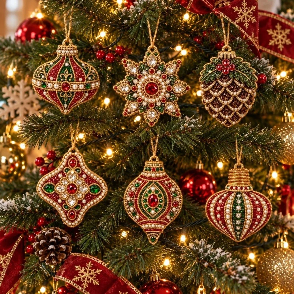 Gift Acrylic Diamond Painting Kits Handmade Craft Festive Christmas Ornaments Sparkle Entry-level DIY Hanging Pendant Office