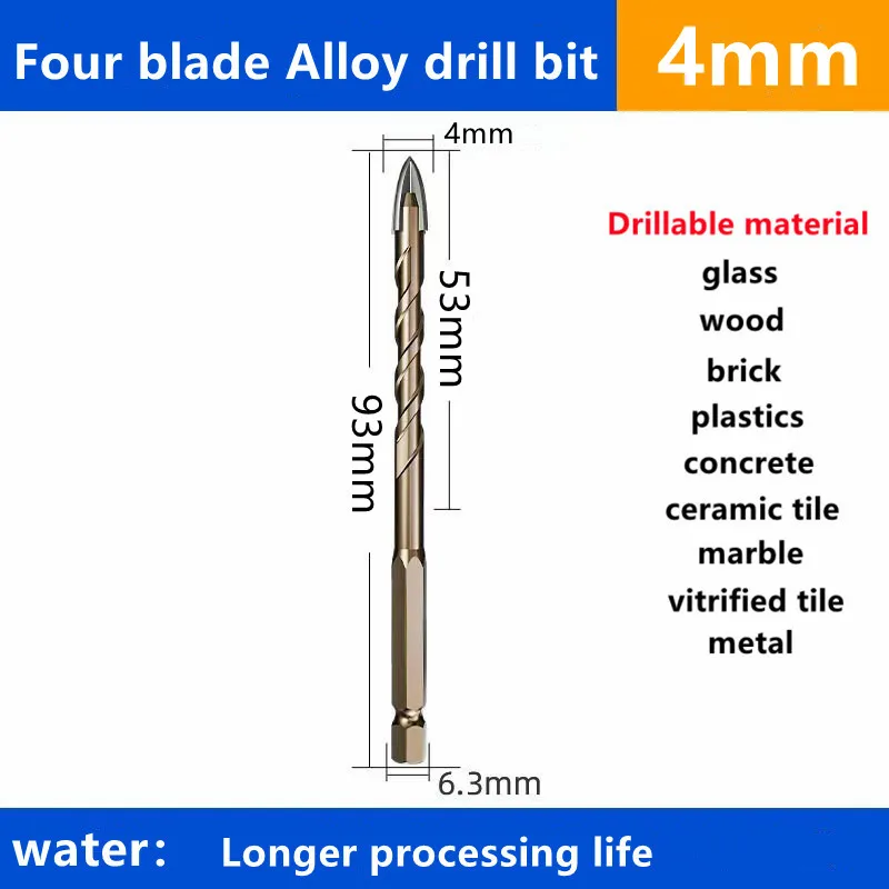 3/4/5/6/8/10/12mm Cross Hex Tile Drill Bit For Glass Concrete Ceramic Tile Hole Opener,Tungsten Carbide Hard Alloy Bits Set Tool