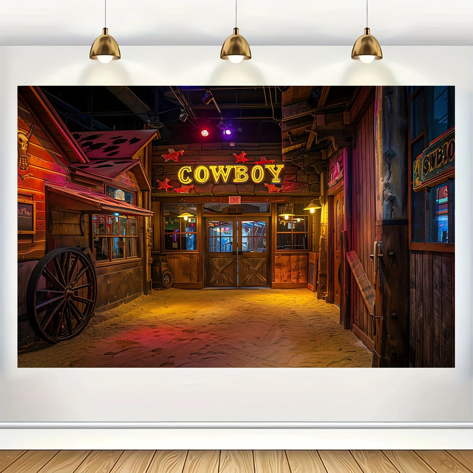 Country West barn background party, Wild West cowboy farmhouse photography background theme