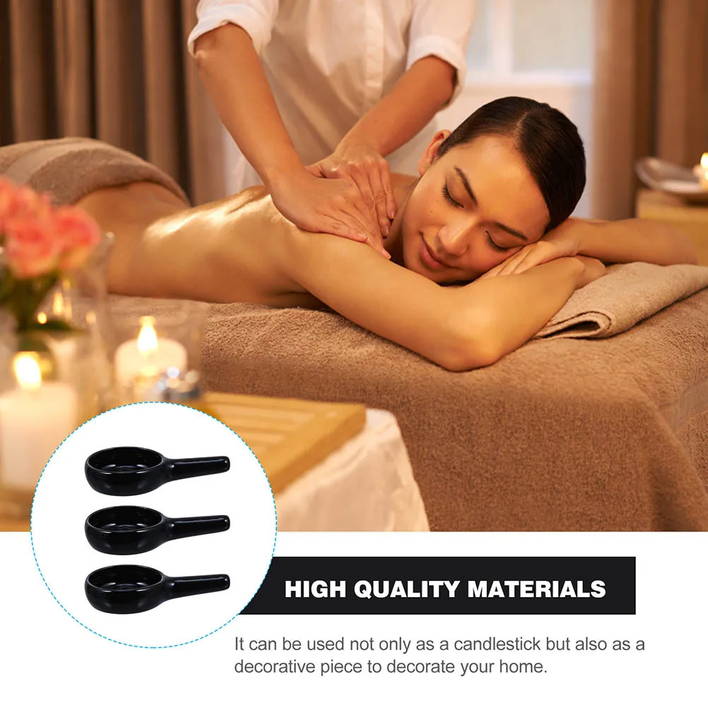 

6Pcs Tealight Spoon Ceramic Tray Holder Wax Warmer Incense Burner Small Aroma Burner Tray with Handle for Candles