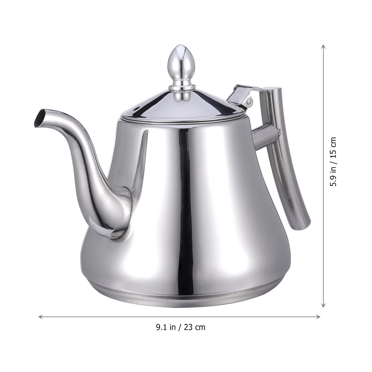 

Stainless Steel Teapot Kettle Inner Strainer Glossy Curved Handle Tea Pot Home Decor Coffee Pot Stovetop Induction
