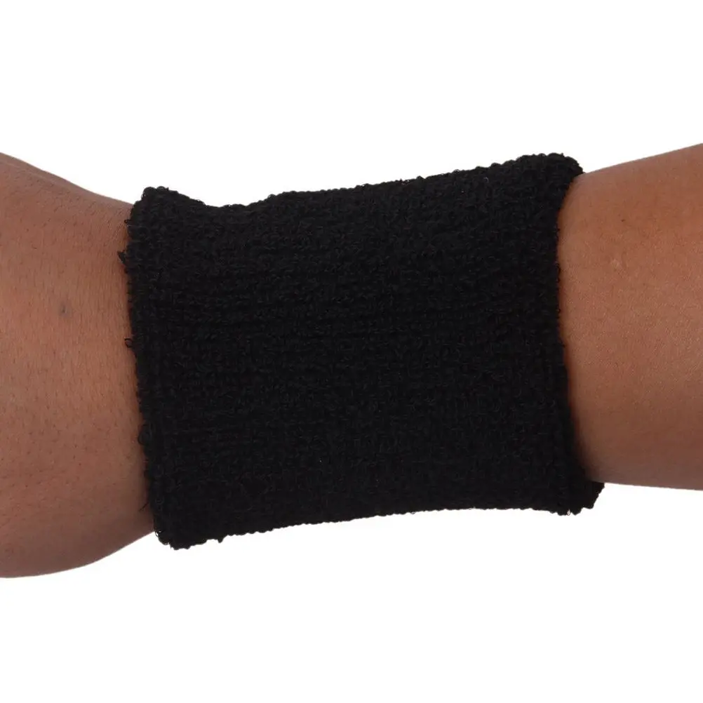 Black Sports Bracelet Headband Set 2 Wristbands 1 Headband Cotton Nylon Spandex Sweat Wicking Soft Stretchy Unisex