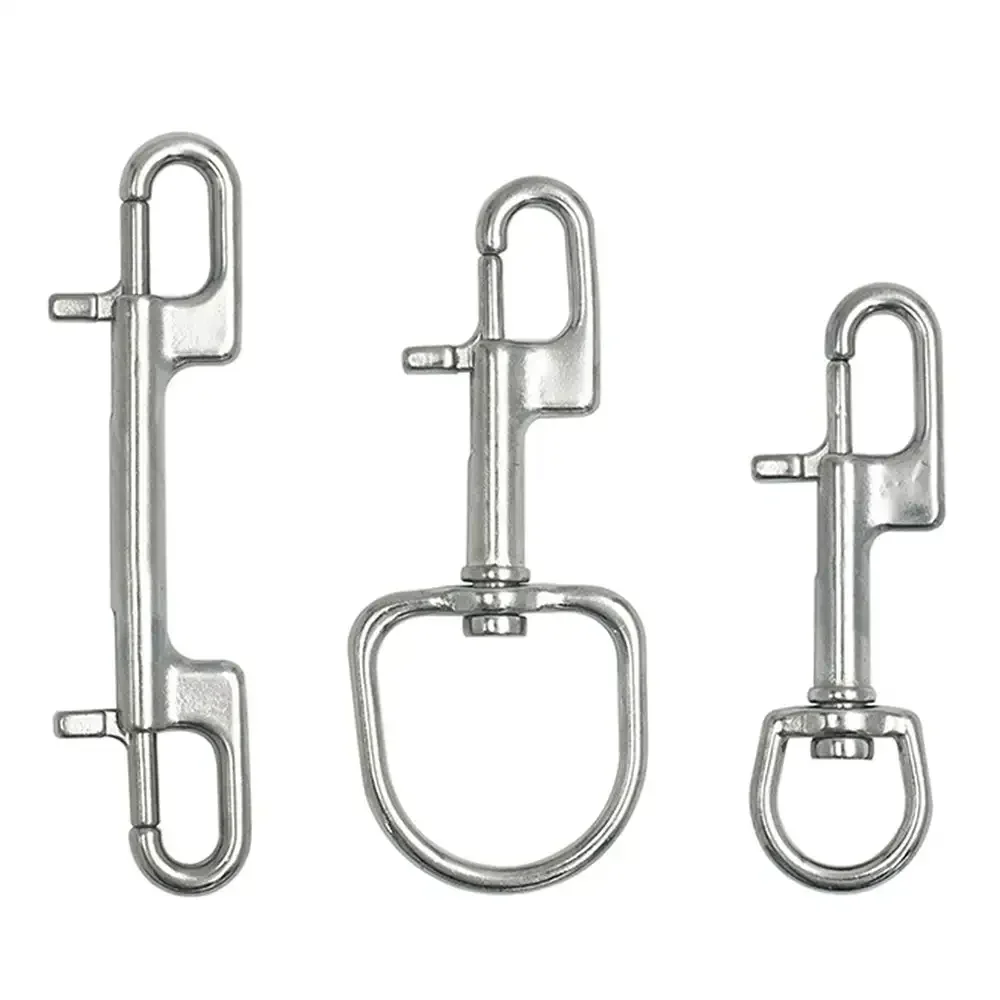 Drehbarer Ösenschraube aus Edelstahl 304, Feder-Karabinerhaken, Doppelkopf-Haken, Marine Diving D-Ring-Karabinerhaken mit Drehgelenk
