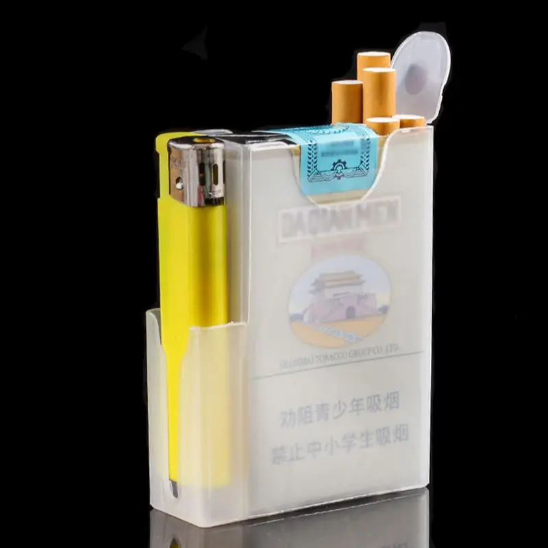 2Pcs/set Transparent Cigarette Case Cigarette Lighter Cases Storage Boxes Portable Plastic Lighters Cigarette Box Accessories