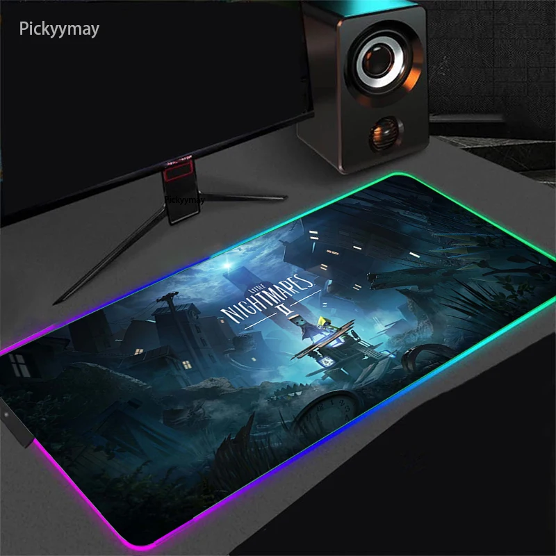 RGB Large Mouse Pad Little Nightmares LED Lighting Anime Mousepad Gamer Computer Laptop Desk Play Mats Gaming Accessories 90x40