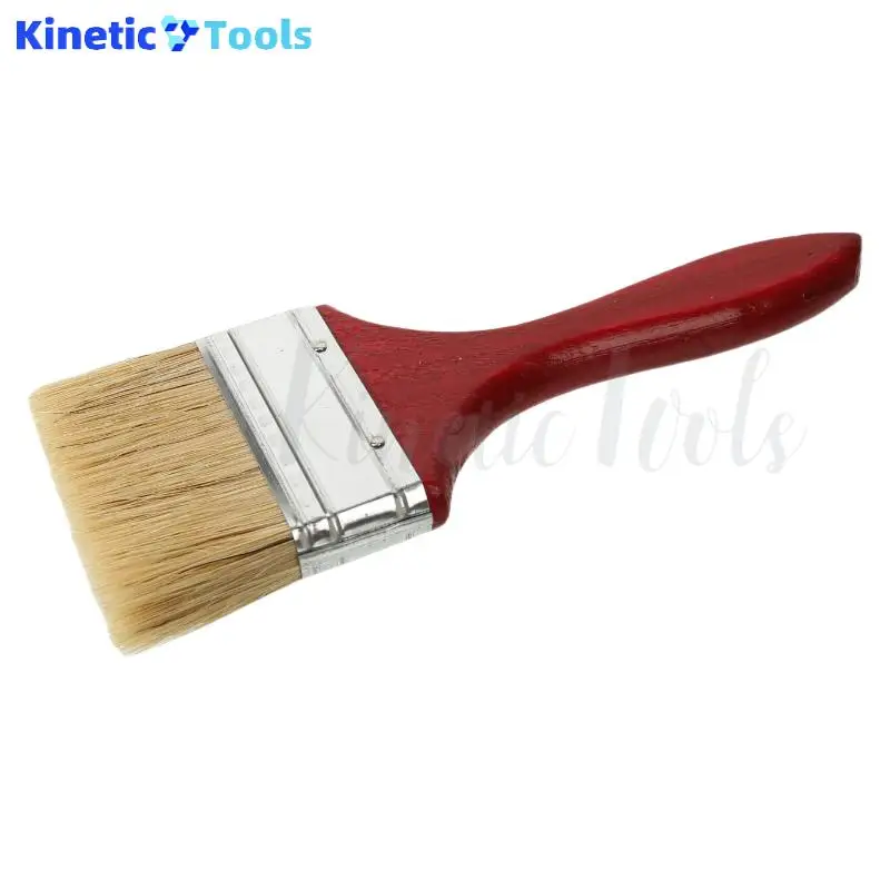 3-Zoll-Pinsel mit natürlichen Borsten und flacher Kante und Holzgriff, Wandbehandlungswerkzeug für Farbe, Lacke, Kleber