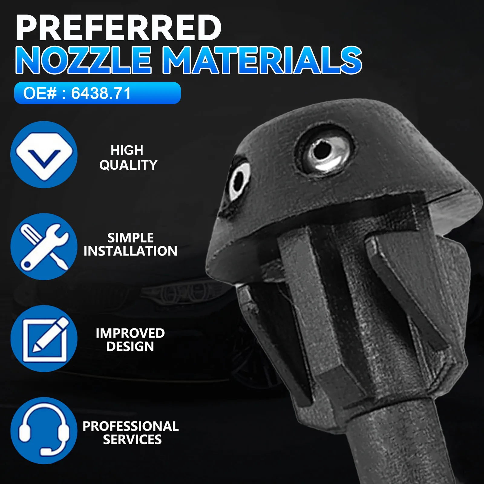 Erick's Wiper Pair Front Windscreen Wiper Washer Nozzle Jet Spray For Peugeot 106 205 206 306 506 OE# 643871 Hood Water Sprayer