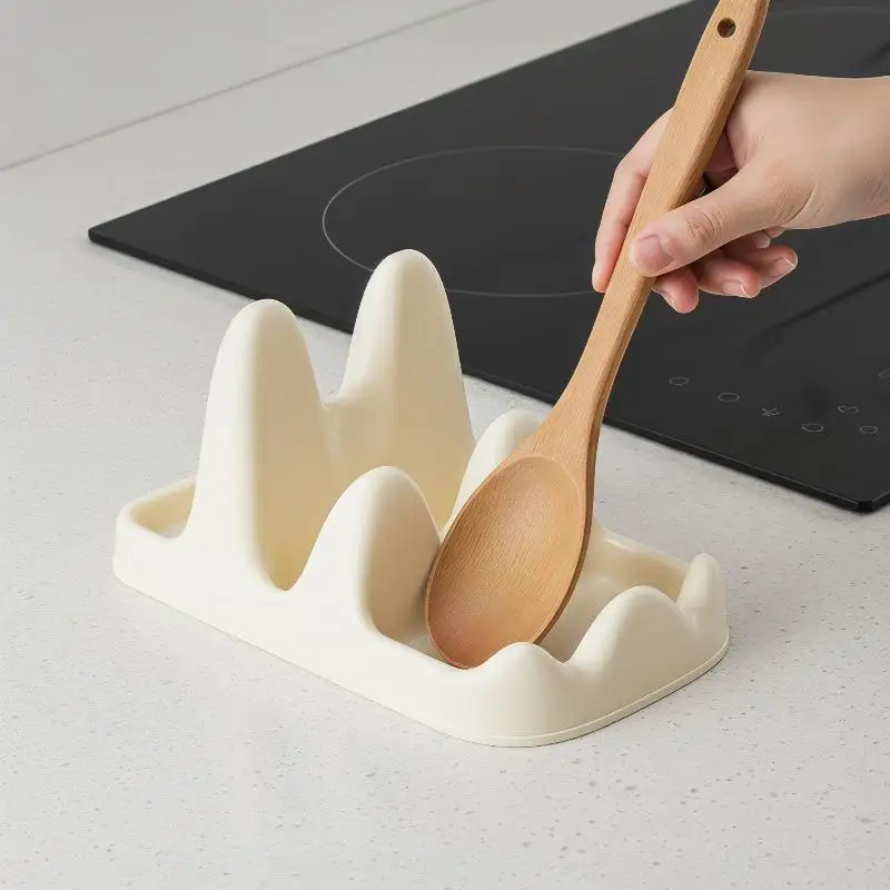 【YA】Pot Lid and Spatula Holder Multifunctional 2 Layer Shelf Organizer for Kitchen Countertop Cooking Tools Storage
