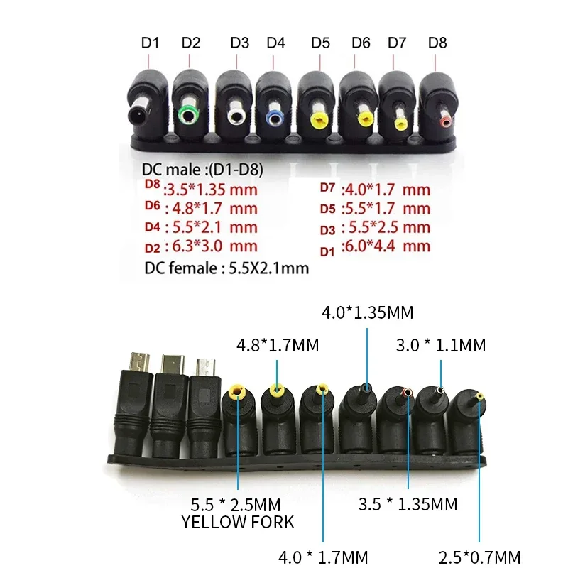 DC Adapter Female Connector 5.5MM*2.1MM Elbow Plug Converter 5.5MM*1.7MM 3.8*1.35MM 4.0*1.7MM Micro USB Socket Laptop Adapter