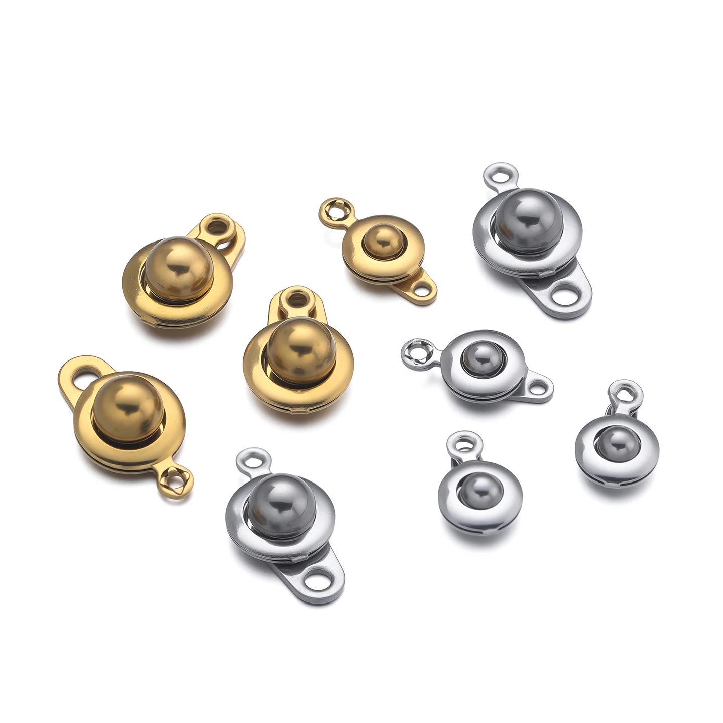 

2Pcs Stainless Steel Snap Button Clasp Jewelry Connectors Fastener For DIY Necklace Bracelet Jewelry Making Accessories