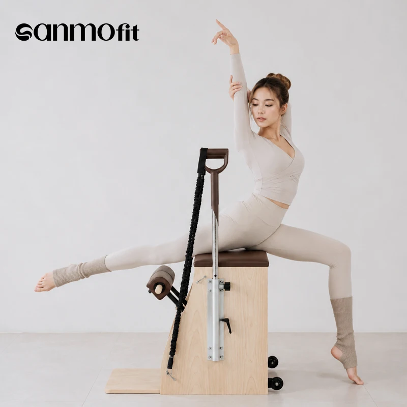 Professional Pilates Chair Wunda Chair Multi-Material Oak Maple Black Walnut Aluminum Combo Chair with Split Pedal & Handles
