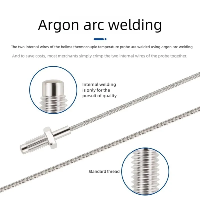 XYQ Temperature sensor K E PT100 M6 M8 screw-type thermocouple temperature controller probe temperature sensing wire 0.2-5M