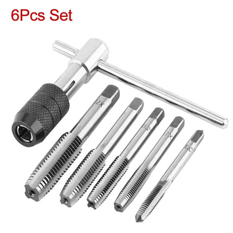 Hohe Qualität T-typ Schlüssel Bohrer Set Hand Gewindeschneiden Werkzeuge Maschine Schraube Gewinde Tap Twist Bit M3/M4/M5/M6/M8 Gewindebohrer Set DIY Werkzeug
