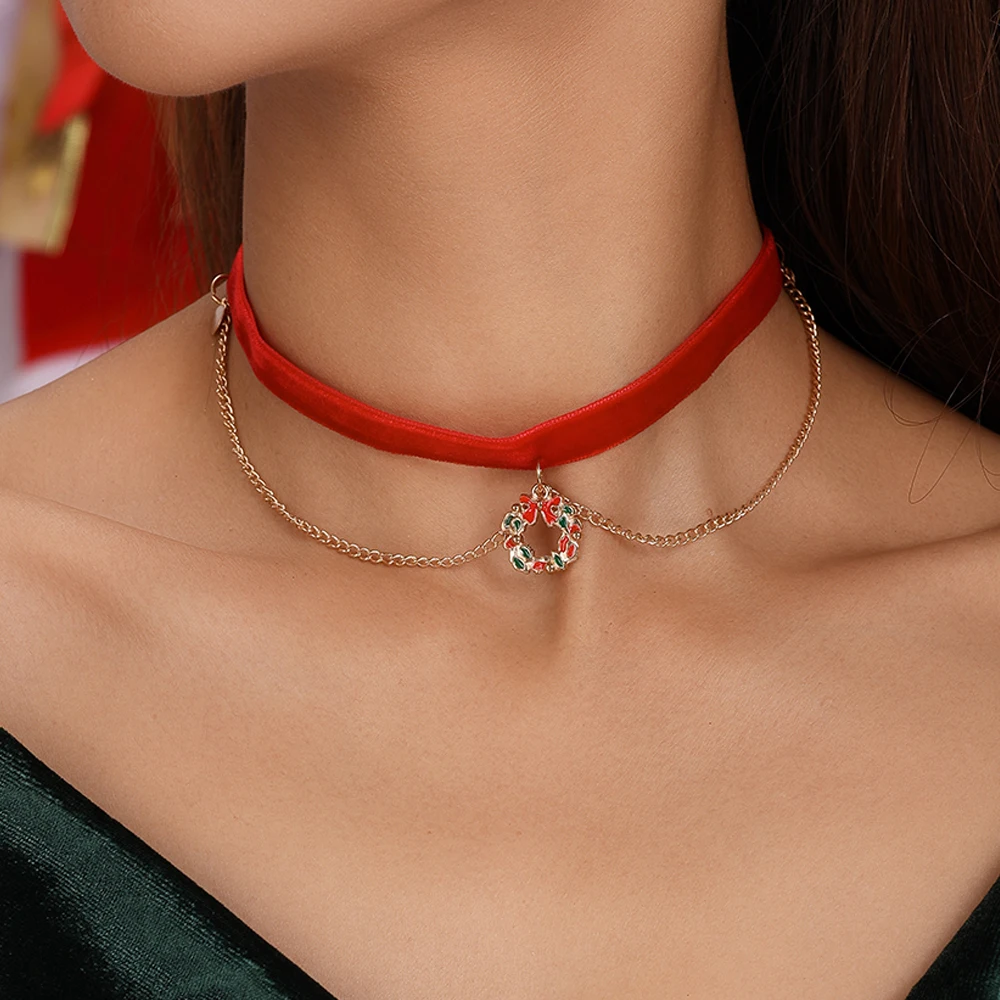 Aihua neue Mode Weihnachten Halskette für Frauen Mädchen Santa Claus Hirsch Glocke Weihnachten Stern Baum Anhänger Halskette Neujahr Geschenke – Detail 23