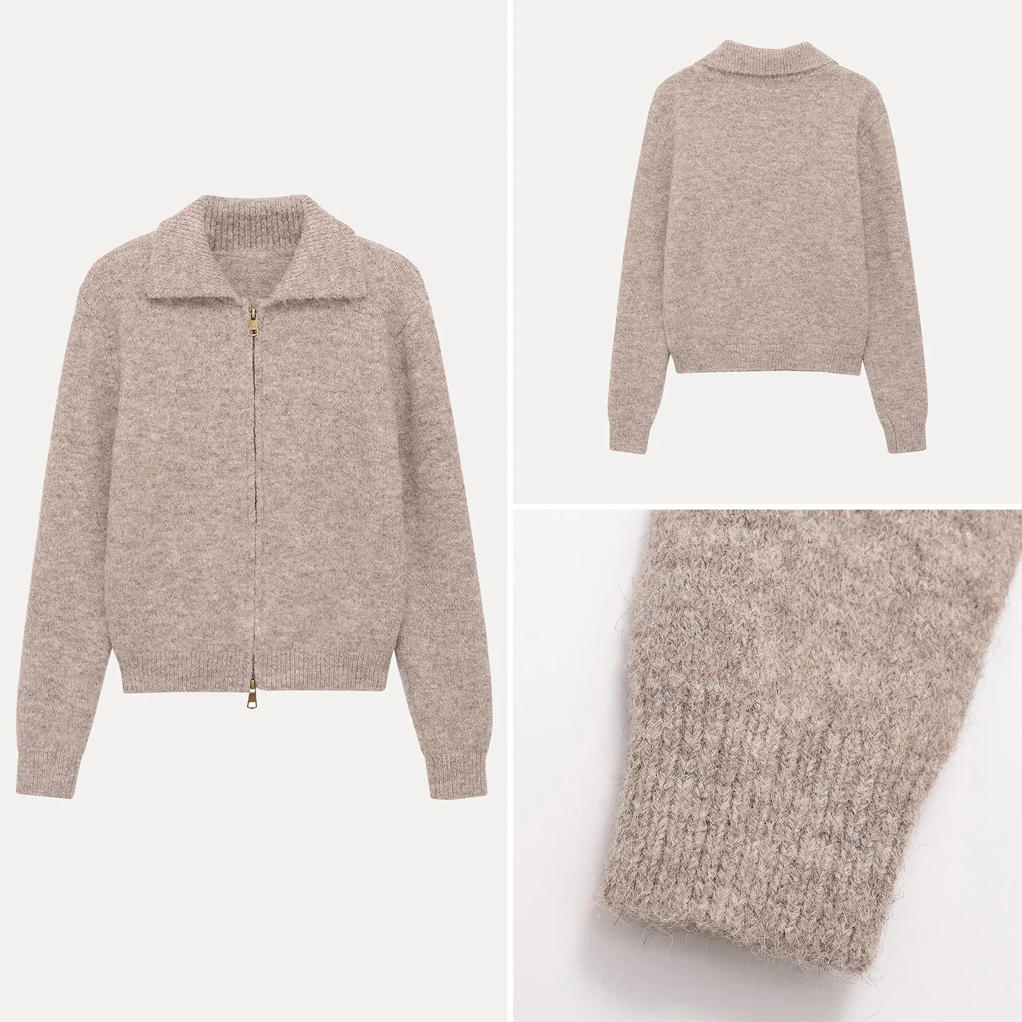 

Новый женский вязаный кардиган с вышивкой и отложным воротником, уникальный дизайн, коллекция Зима 2025