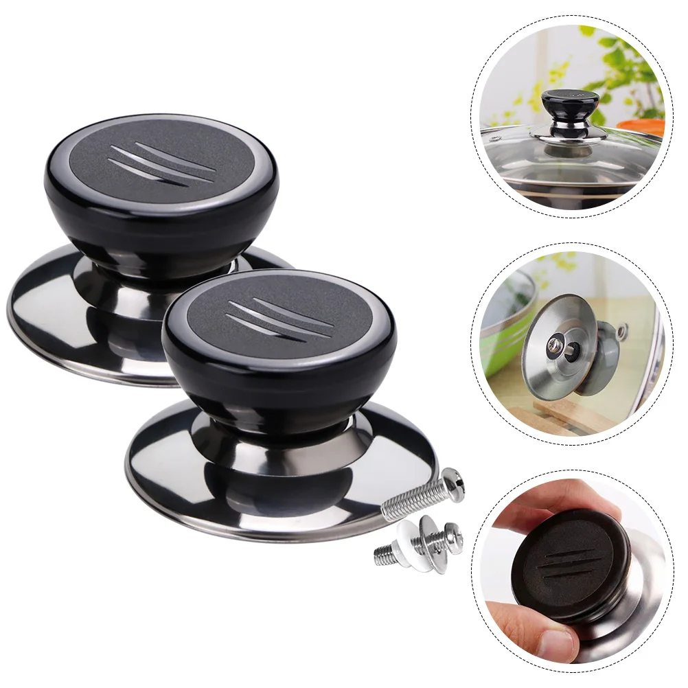 

2 Pcs Lid Handle Household Pot Handles Replaceable Knob Stove Knobs Cover Metal Stainless Steel Pan Sturdy Toddler