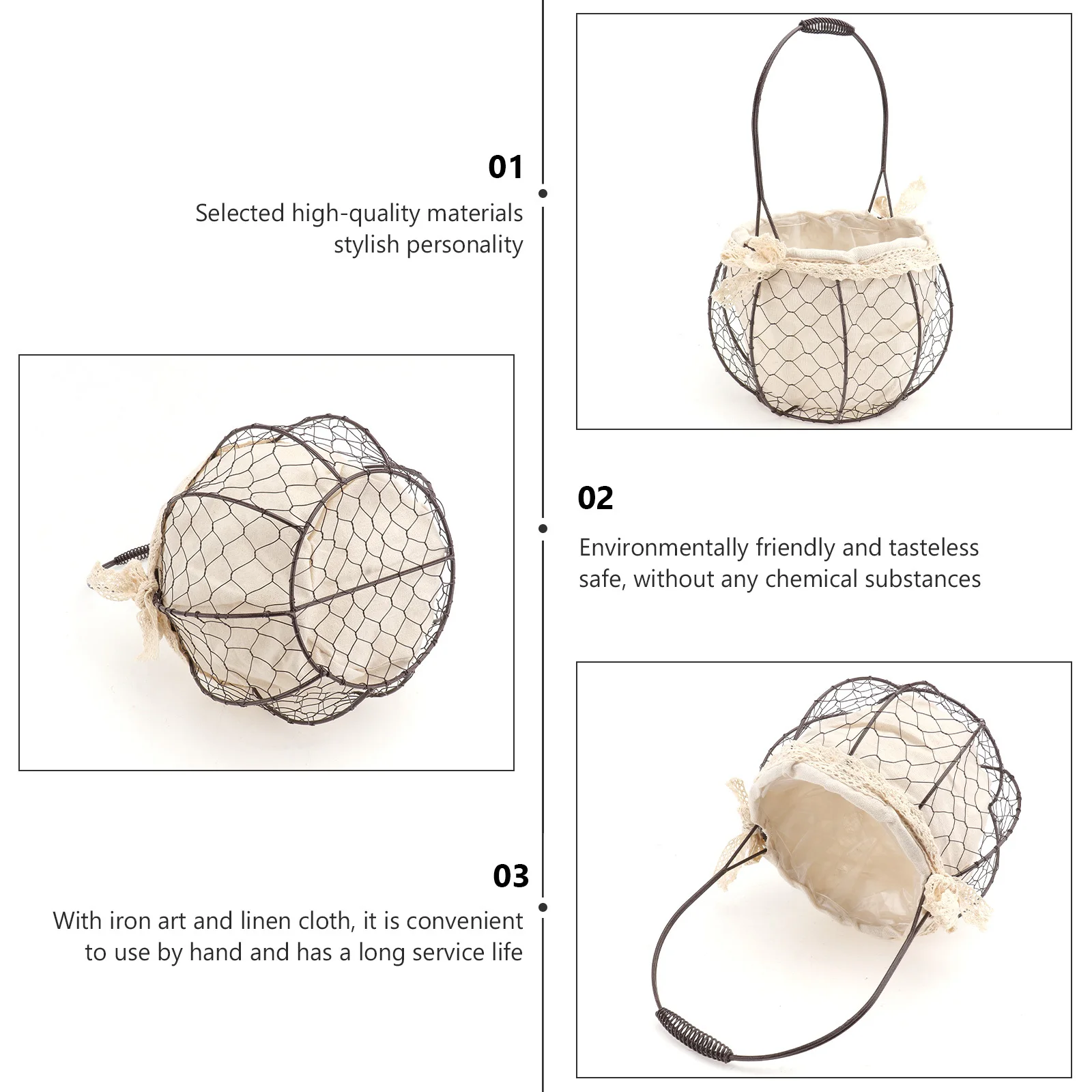 

Retro Iron Flower Basket Multifunctional Storage Basket For Fresh Dried Flowers Decorative Flowerpot Home Office Bedroom Wedding