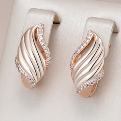 Kinel Luxury 585 Rose Gold Color Drop Earrings for Women Unique Natural Zircon Accessories High Quality Daily Fine Jewelry Gift