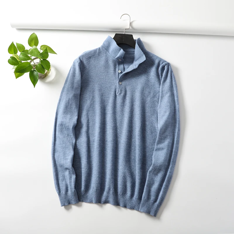 

Stunning Men's Busin Casual Knitted Sweater Wool Blend Collar Work Tag Label Faion Ci Sle Long Sve Slim Fit Youth