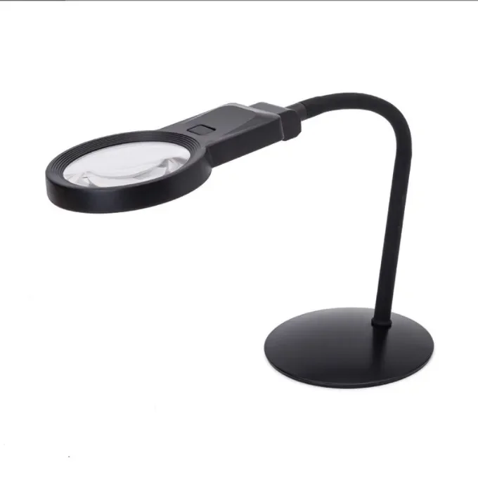 Black Foldable 2X5X desktop magnifying glass led light