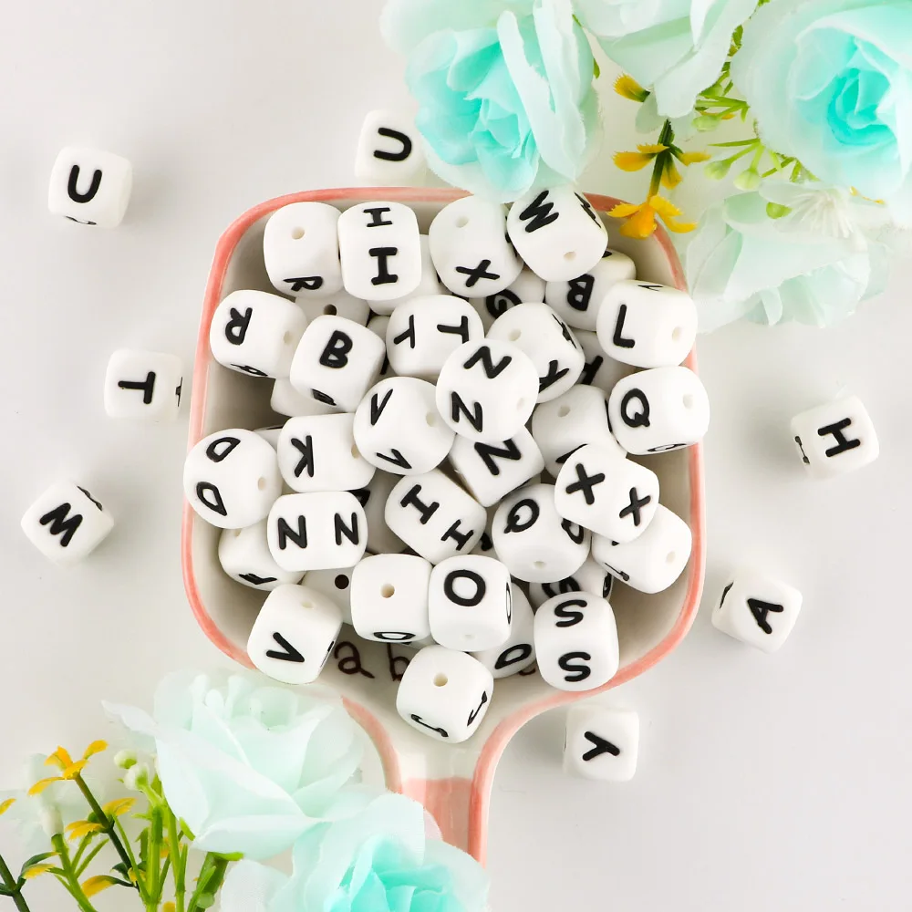 Sunrony 50pcs English Silicone Letters Beads 12mm Alphabet Bead For Jewelry Making DIY Bracelets Necklace Jewelry Accessories