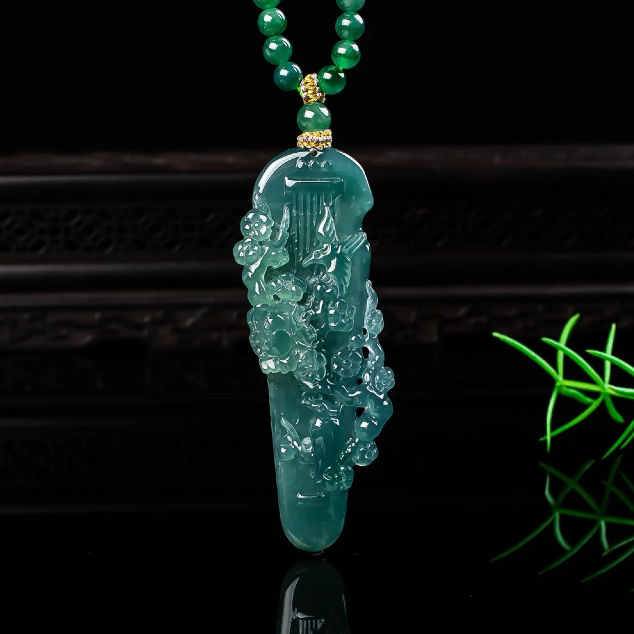 

High-end Natural A-grade Jadeite Blue Water Mountains and Rivers Magnificent Landscape Brand Waxy Pendant for Men and Women