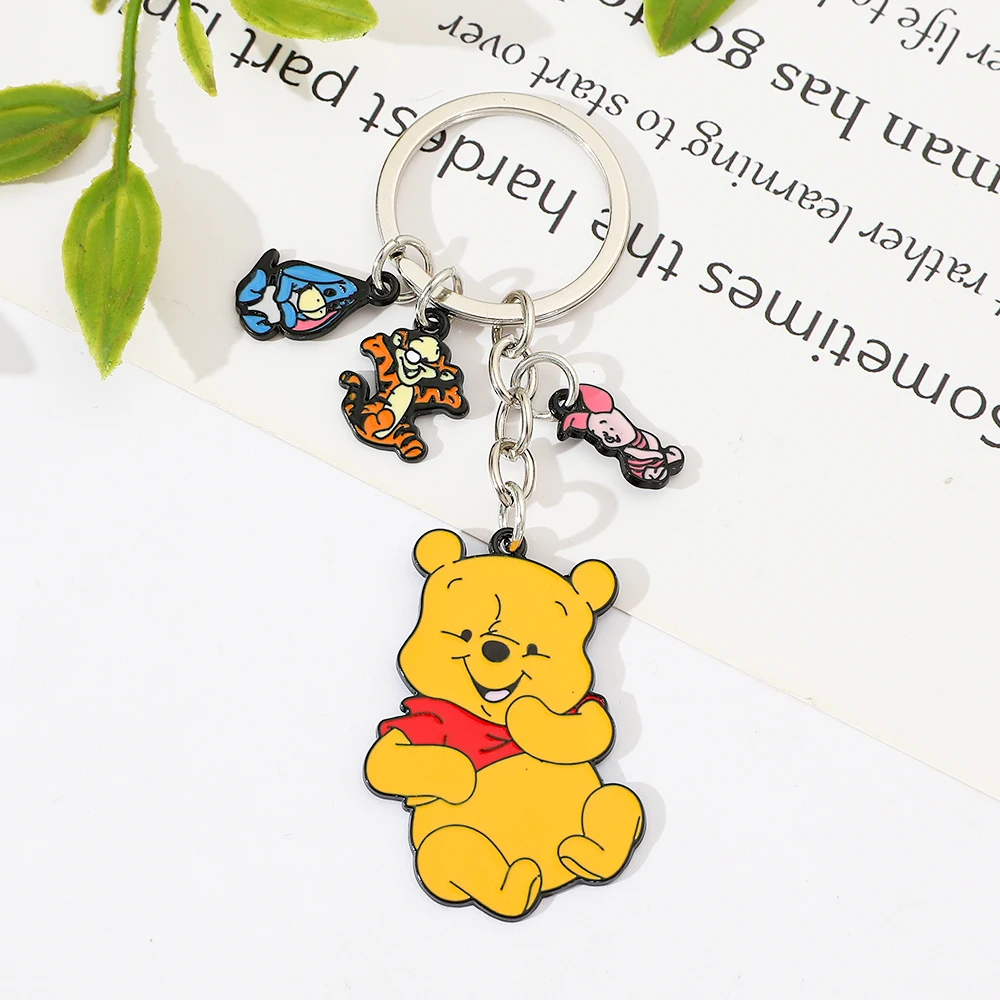 Disney pooh urso chaveiro bonito doce dos desenhos animados winnie chaveiro meninas mochila pingente jóias acessórios presente