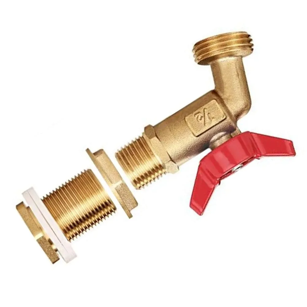 Rainwater Harvesting Spigot in Solid Brass with 3/4 Inch Outlet and Kink-Free Quarter Turn Ball Valve Mechanism