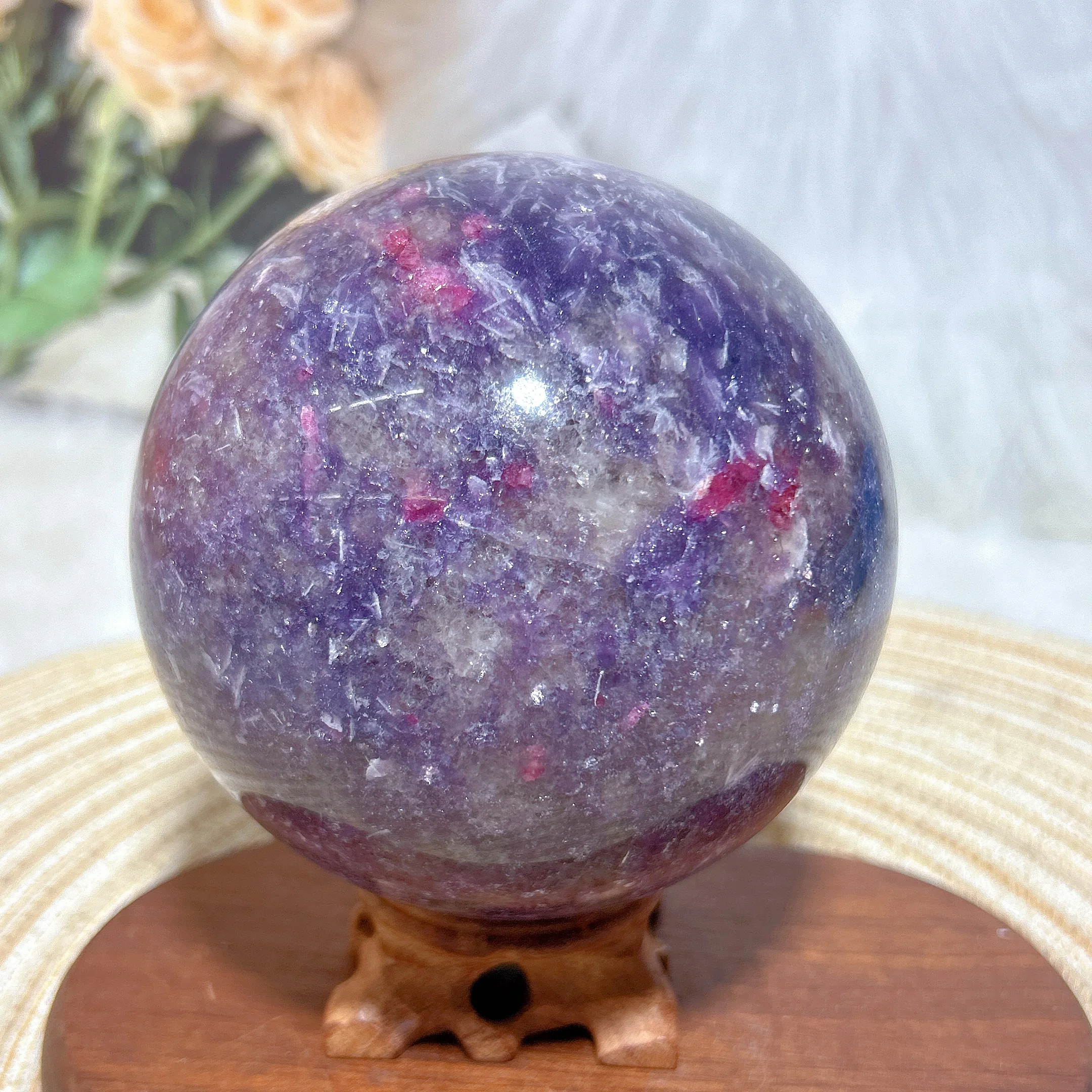 Healing Natural Crystals Unicorn Stone Pink Tourmaline Large Sphere High Quality Gemstones Home Decorations Mineral Room Decor