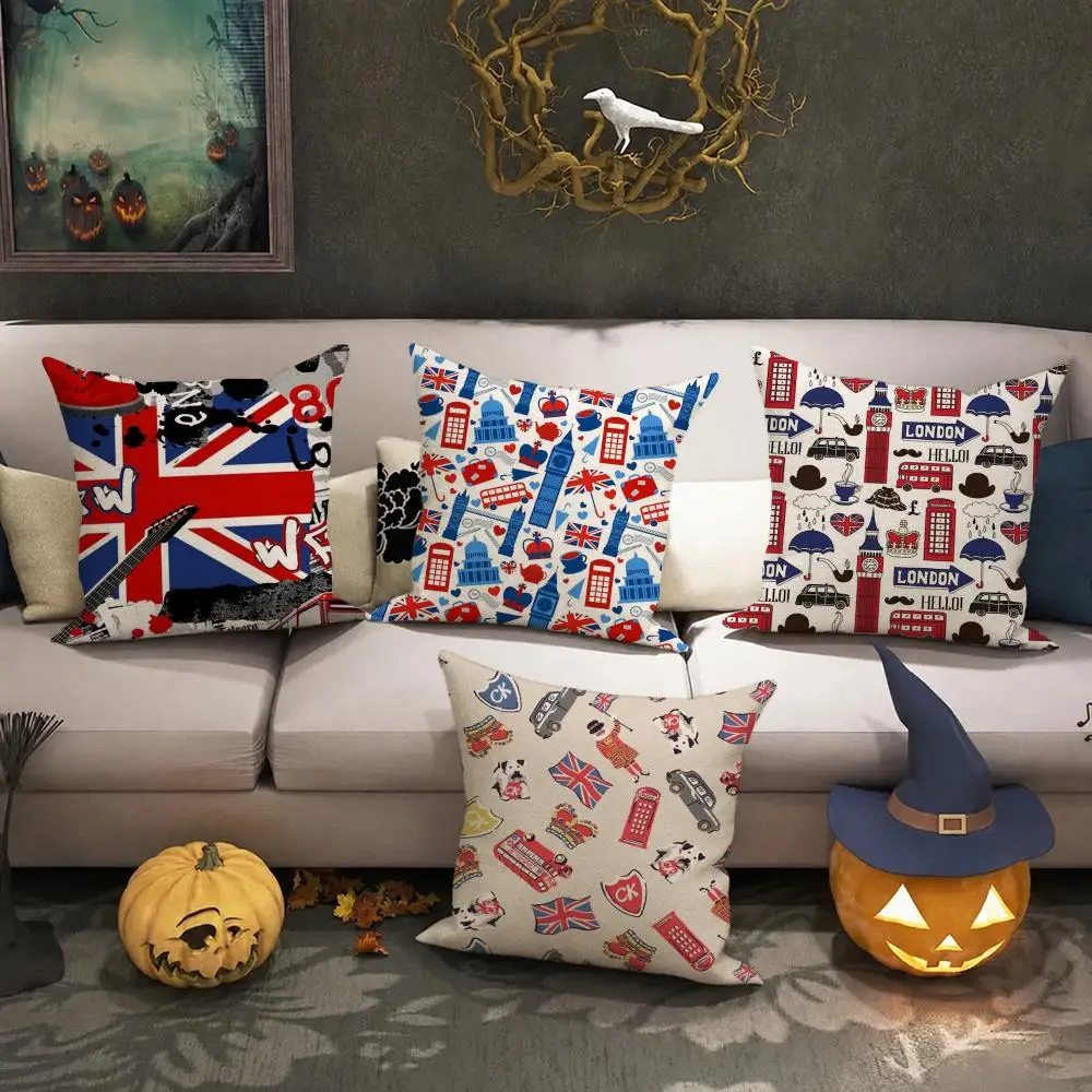 LOVE England Printed Cushion Cover Halloween decoration trick or treat cushion cover, ghost, pumpkin head, bat decoration