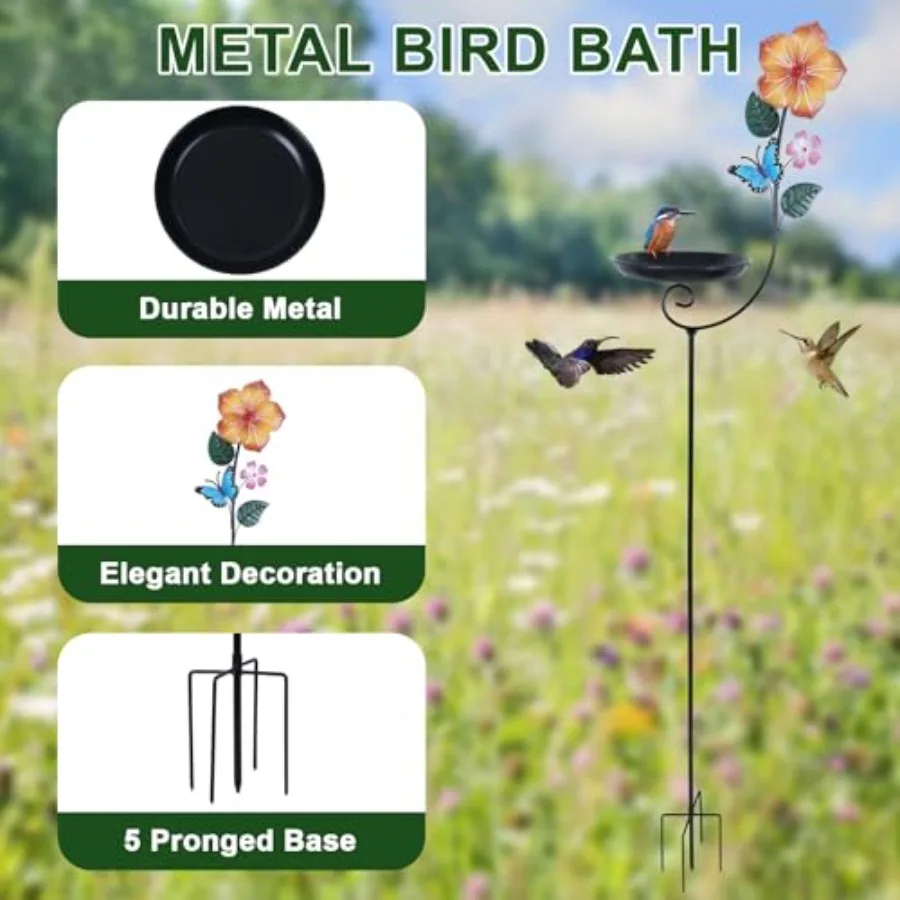 【Spot goods】Small Metal Bird Bath for Outside 8" Dia Bowl Bird Baths Feeder Bowl for Outdoors Standing Birdbaths and Birdfeeder view 4