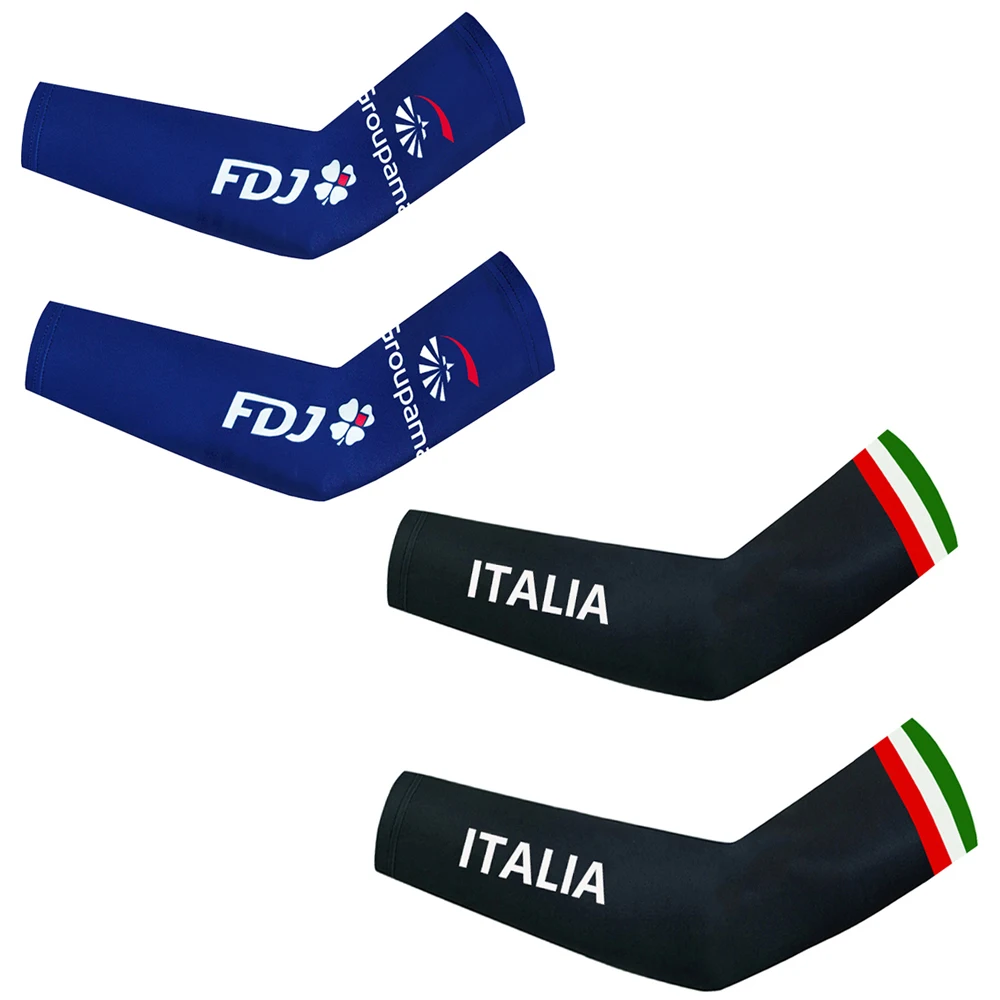 New 2024 FDJ Cycling Sleeves ITALIA Team Road Bike Arm Warmers Men Women Ropa Ciclismo mtb Pro Bicycle Sunscreen sleeves Cover