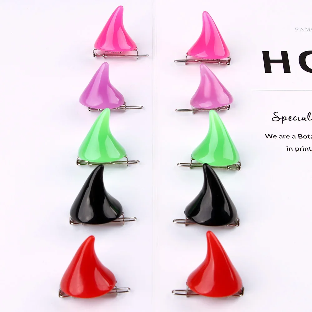 Halloween Hair Accessories Clip 1 Pair Small Demon OX Horn Hairpins Gothic Party Cosplay Costume Pin Hairpins Costume Horn