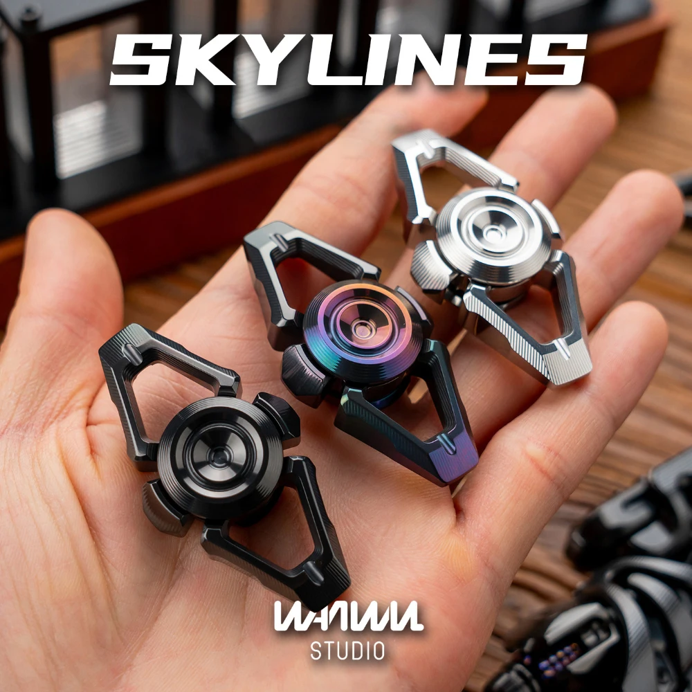 

WANWU-EDC Skylines Фиджет-спиннер для взрослых, двухлопастной гироскоп из нержавеющей стали с цирконием