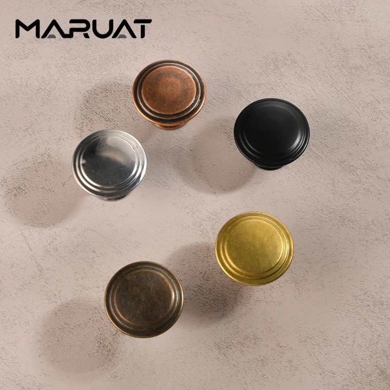 

MARUAT 10-50PCS Round Iron Door Knobs Cabinet Handles Cupboard Drawer Kitchen Bathroom Fashion Furniture Hardware Accessories