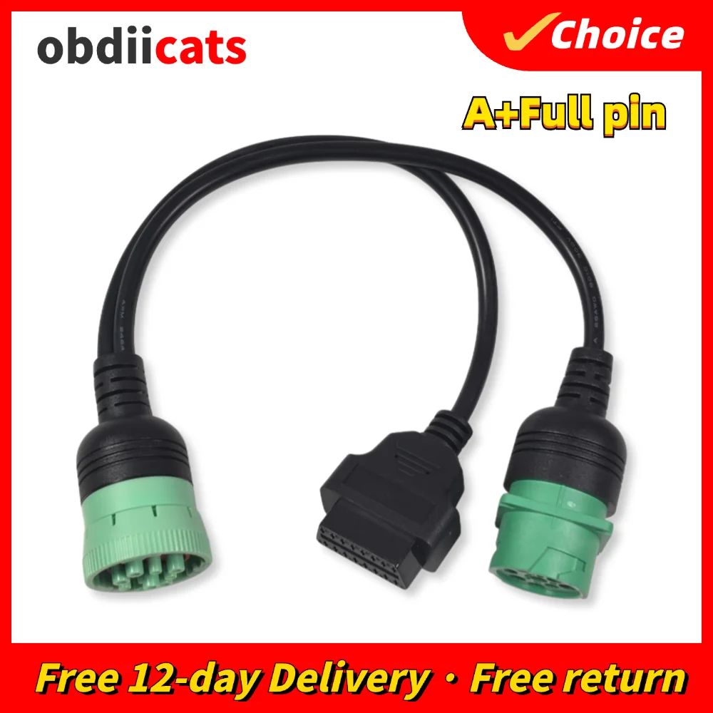 OBD2 16PIN Adapter Cable for Cum-mins J1939 9Pin Male To Female Wire J1708 9pin Truck Connector 9 Pin To OBD2 Y-Cable Adapter