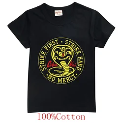 Cartoon Cobra Kai The Karate T Shirt Kids T-Shirts Children's Clothing Girls Tshirt Baby Boy Clothes Summer Cotton Kawaii Top