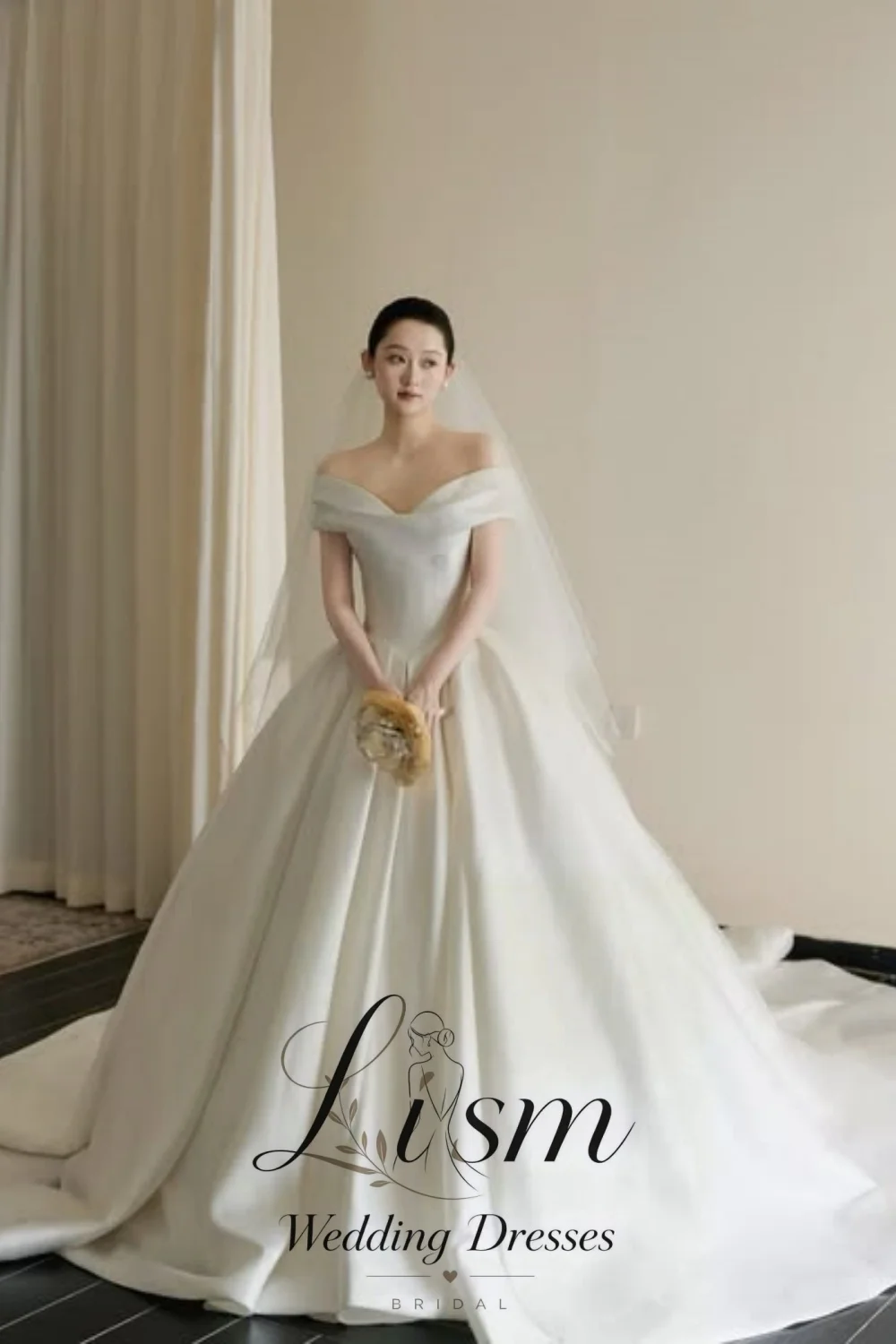 Lism Pretty Satin Bride Gowns Plus Size Strapless Korean Princess Wedding Dresses Ivory Sleeveless Bridal Gown 2026 Customized