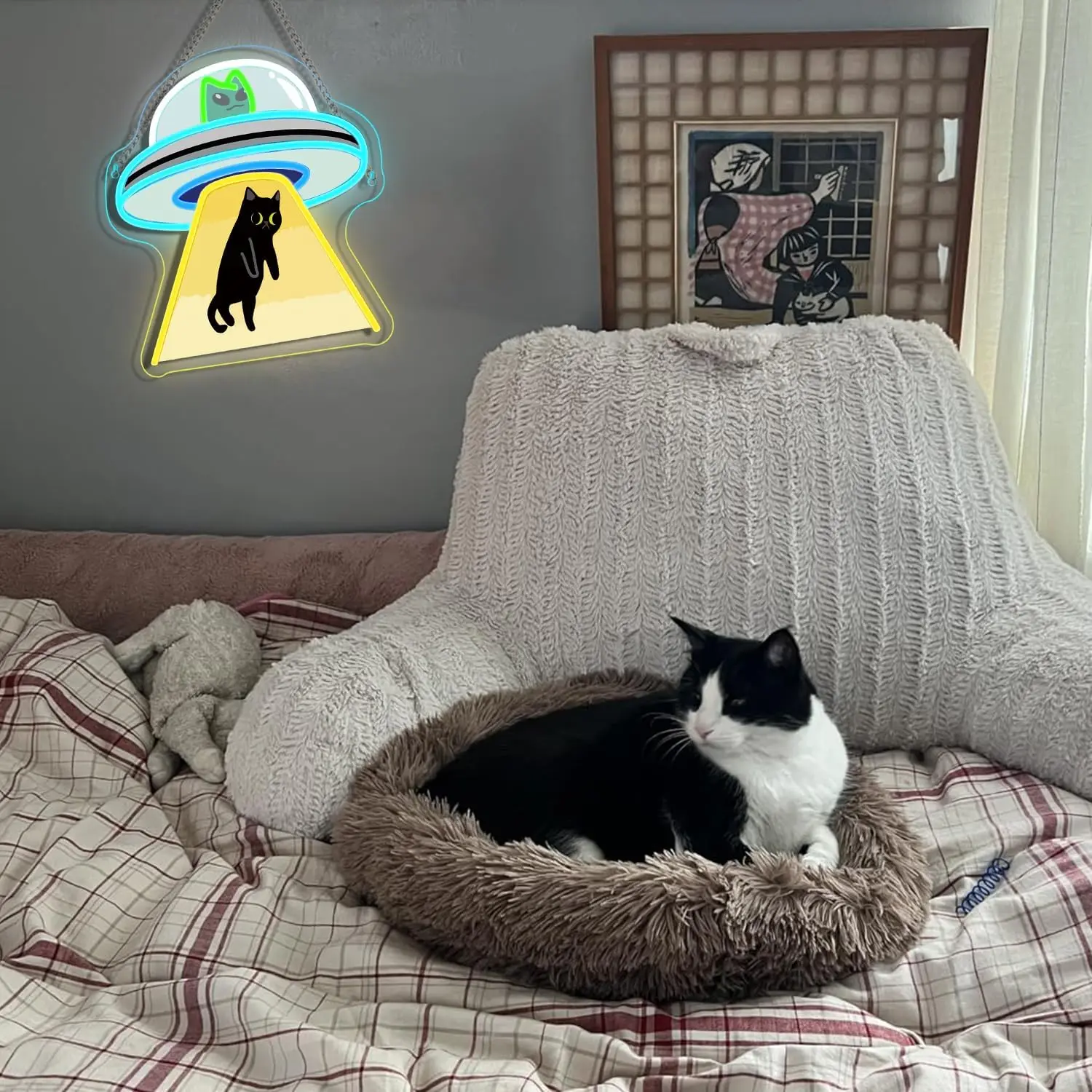 UFO القط النيون تسجيل لهدايا عيد الميلاد USB عكس الضوء LED أضواء النيون للمنزل حفلة بار رجل كهف الحيوانات الأليفة متجر مول الفنان استوديو ديكور