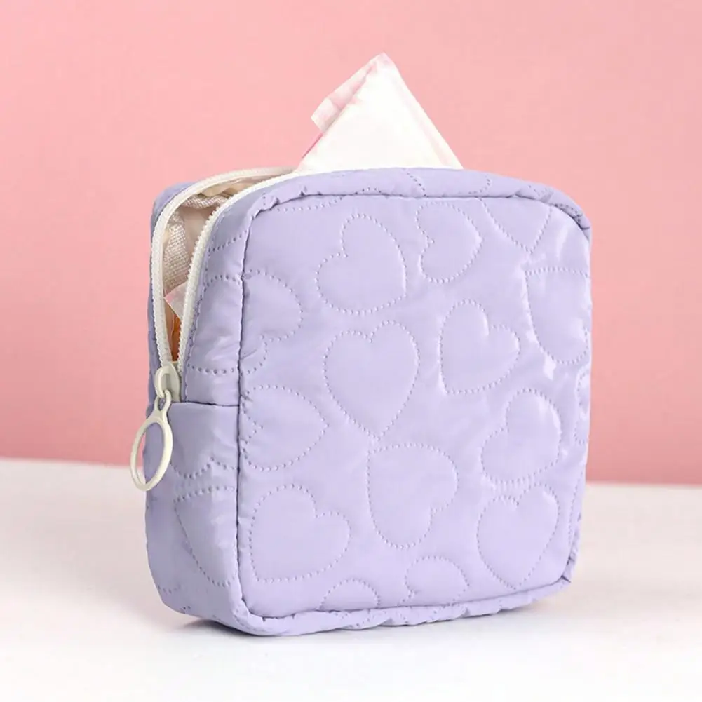 Waterproof Cosmetic Bag Heart Pattern Mini Cosmetic Bag with Zipper Closure for Napkin Phone Storage Portable for Jewelry