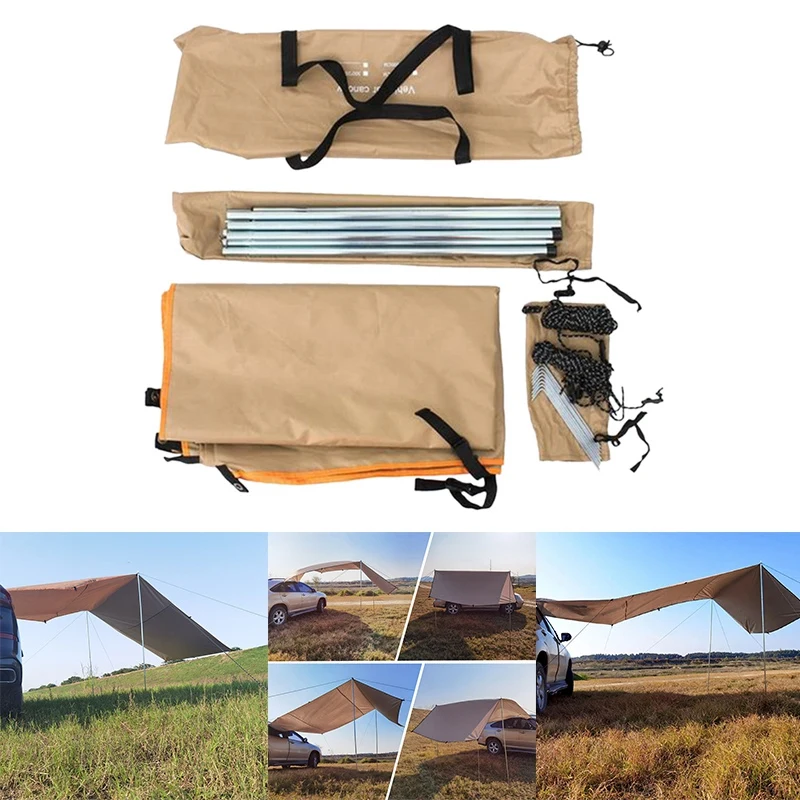 Shelter Shade Camping Side Car Roof Top Tent Awning Waterproof UV Portable Tent Automobile Rooftop Rain Canopy Khaki