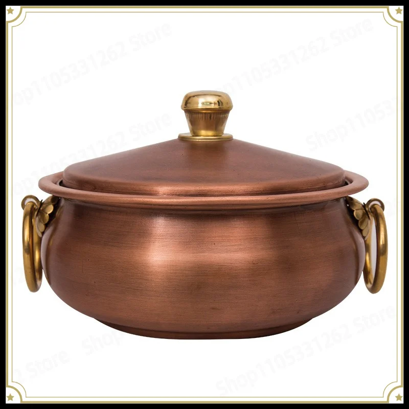 Side Stove Small Hot Pot  Pure Copper Induction Cooker Copper Hot Pot Single Small Hot Copper Pot Mutton